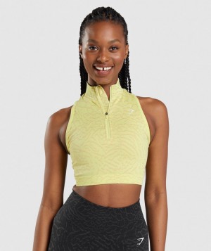 Gymshark Adapt Animal Seamless 1/2 Zip Kurz Geschnittene Oberteile Damen Gelb | OBT-854730