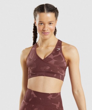 Gymshark Adapt Camo Seamless Sport BH Damen Rosa Braun | JMQ-864219