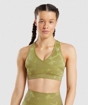 Gymshark Adapt Camo Seamless Sport BH Damen Grün | DWC-921758