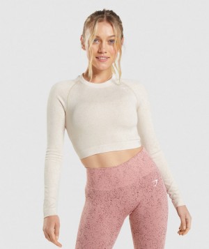 Gymshark Adapt Fleck Seamless Top Kurz Geschnittene Oberteile Damen Weiß | YLC-421908