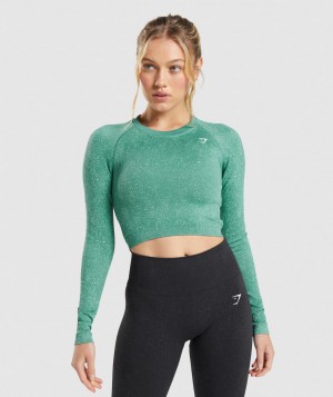 Gymshark Adapt Fleck Seamless Top Kurz Geschnittene Oberteile Damen Grün | SHI-350961