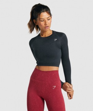 Gymshark Adapt Fleck Seamless Top Kurz Geschnittene Oberteile Damen Schwarz | VWN-413682