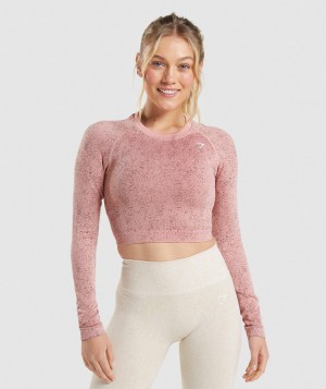 Gymshark Adapt Fleck Seamless Top Kurz Geschnittene Oberteile Damen Rosa | VXT-213845