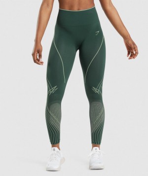 Gymshark Apex Seamless High Rise Leggings Damen Schwarz Grün Grün | SCN-236487