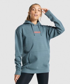Gymshark Apollo Graphic Oversized Hoodie Damen Türkis | CJN-532746