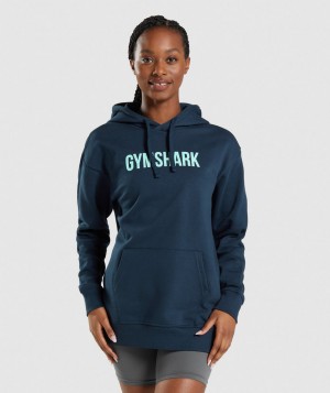 Gymshark Apollo Oversized Pullover Damen Navy | MID-305964
