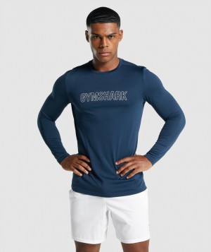 Gymshark Arrival Graphic Langarm Shirts Herren Navy | UMH-243850