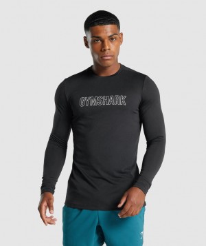 Gymshark Arrival Graphic Langarm Shirts Herren Schwarz | PMY-347968