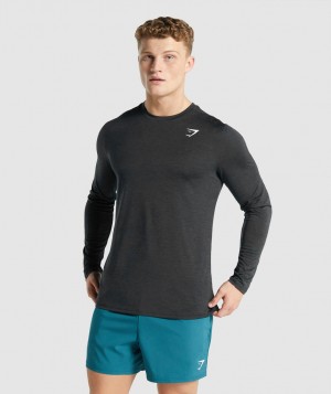 Gymshark Arrival Marl Langarm Shirts Herren Schwarz | RWJ-193625