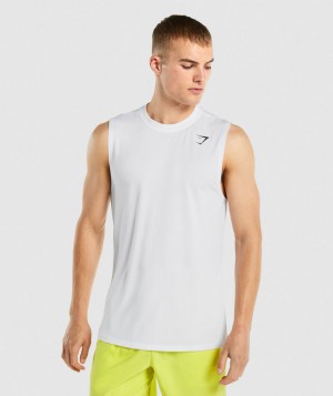 Gymshark Arrival Sleeveless Muskelshirt Herren Weiß | PSC-896032