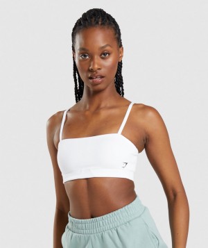 Gymshark Bandeau Sport BH Damen Weiß | PCJ-315820