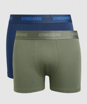 Gymshark Boxers 2pk Unterwäsche Herren Olivgrün Navy | CTH-403896