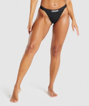 Gymshark Cotton High Rise Thong Unterwäsche Damen Schwarz | OVC-296574
