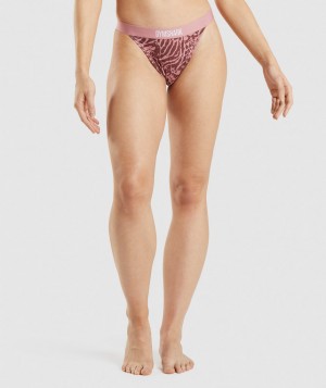 Gymshark Cotton High Rise Thong Unterwäsche Damen Rosa | MOX-324897