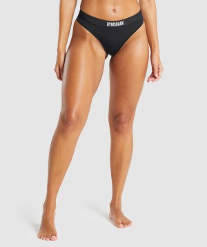 Gymshark Cotton Thong Unterwäsche Damen Schwarz | XKO-217390