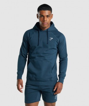 Gymshark Crest Hoodie Herren Navy | DWO-473092