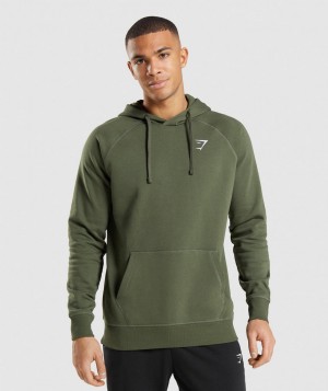 Gymshark Crest Hoodie Herren Olivgrün | ATN-563024