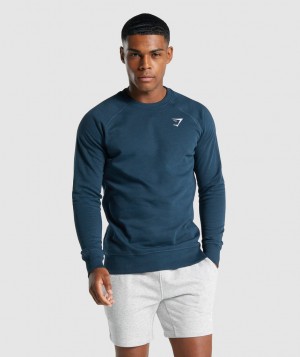 Gymshark Crest Sweatshirt Pullover Herren Navy | JZS-563289