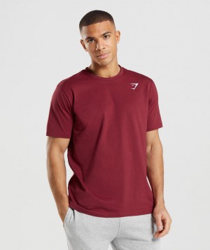 Gymshark Crest T-Shirt Herren Bordeaux Rot | IBH-951684