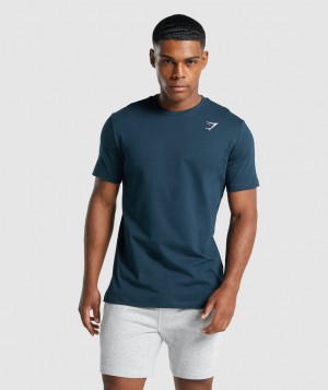 Gymshark Crest T-Shirt Herren Navy | WOY-432758