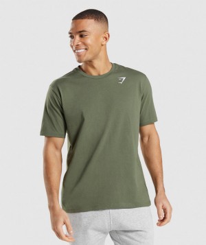 Gymshark Crest T-Shirt Herren Olivgrün | JFS-403698
