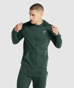 Gymshark Crest Zip Up Hoodie Herren Dunkelgrün | ELV-372845
