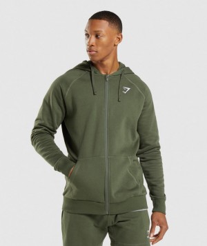 Gymshark Crest Zip Up Hoodie Herren Olivgrün | NBK-451029