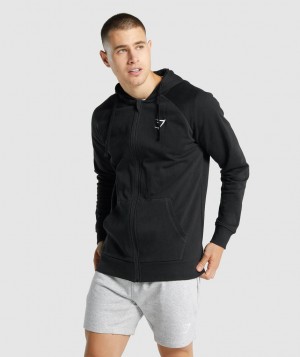 Gymshark Crest Zip Up Hoodie Herren Schwarz | FPH-718564