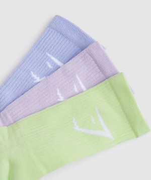 Gymshark Crew 3pk Socken Herren Lila Lavendel Blau Grün | DML-038162