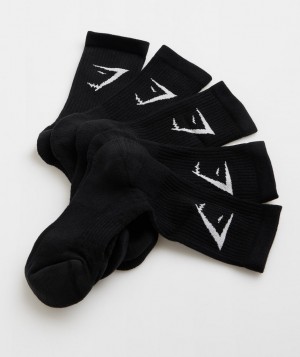 Gymshark Crew 5pk Socken Herren Schwarz | SIT-845327