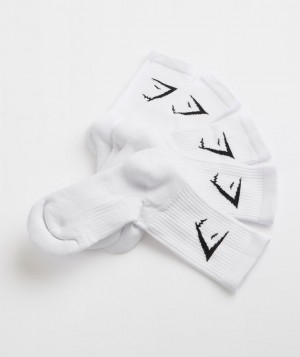 Gymshark Crew 5pk Socken Herren Weiß | MXS-320487