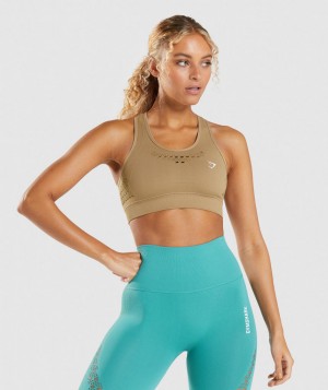 Gymshark Energy Seamless Sport BH Damen Braun | SRU-528470