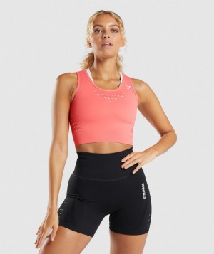 Gymshark Energy Seamless Top Kurz Geschnittene Oberteile Damen Rosa | STZ-376419