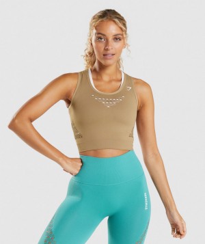 Gymshark Energy Seamless Top Kurz Geschnittene Oberteile Damen Braun | KCZ-970463