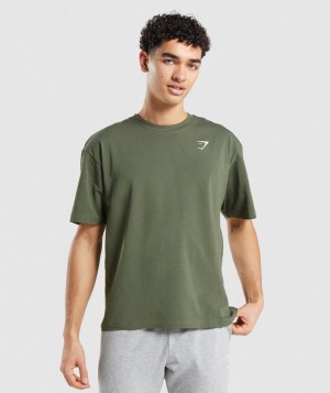 Gymshark Essential Oversized T-Shirt Herren Olivgrün | WFJ-815327