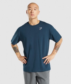 Gymshark Essential Oversized T-Shirt Herren Navy | OSH-104629