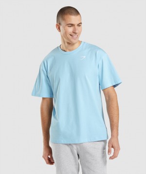 Gymshark Essential Oversized T-Shirt Herren Beige Blau | YXD-843671