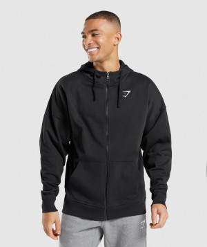 Gymshark Essential Oversized Zip Up Hoodie Herren Schwarz | WOX-530479