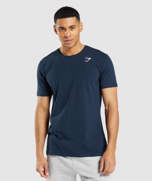 Gymshark Essential T-Shirt Herren Navy | FXM-546937