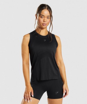 Gymshark Flex Loose Top Muskelshirt Damen Schwarz | CVQ-102745