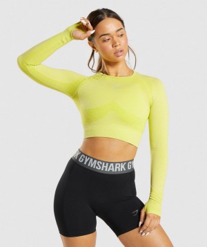 Gymshark Flex Sports Kurz Geschnittene Oberteile Damen Gelb | IXN-179584