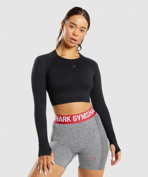 Gymshark Flex Sports Top Kurz Geschnittene Oberteile Damen Schwarz | ZTM-935012