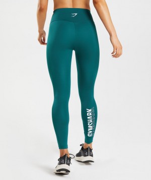 Gymshark Fraction Leggings Damen Türkis | BEY-054276