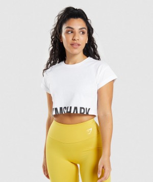 Gymshark Fraction Top Kurz Geschnittene Oberteile Damen Weiß | YIM-264918