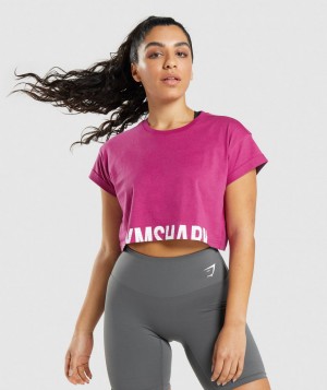 Gymshark Fraction Top Kurz Geschnittene Oberteile Damen Rosa | LOE-103789