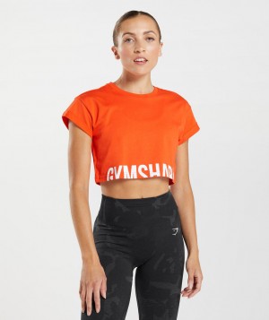 Gymshark Fraction Top Kurz Geschnittene Oberteile Damen Rot | ZLG-302871