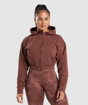 Gymshark GS Powerped Zip Hoodie Damen Rosa Braun | GVH-742981