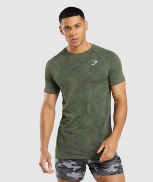 Gymshark Geo Seamless T-Shirt Herren Olivgrün Schwarz | NVE-360927