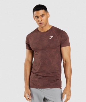Gymshark Geo Seamless T-Shirt Herren Rosa Braun Schwarz | RTI-716208
