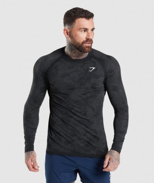 Gymshark Geo Seamless T-Shirt Herren Schwarz Grau | ASH-412709